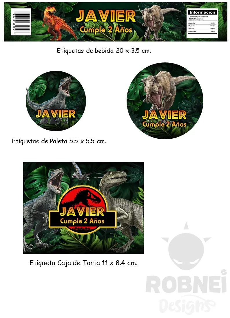 Etiquetas-Dinosaurios Jurasic